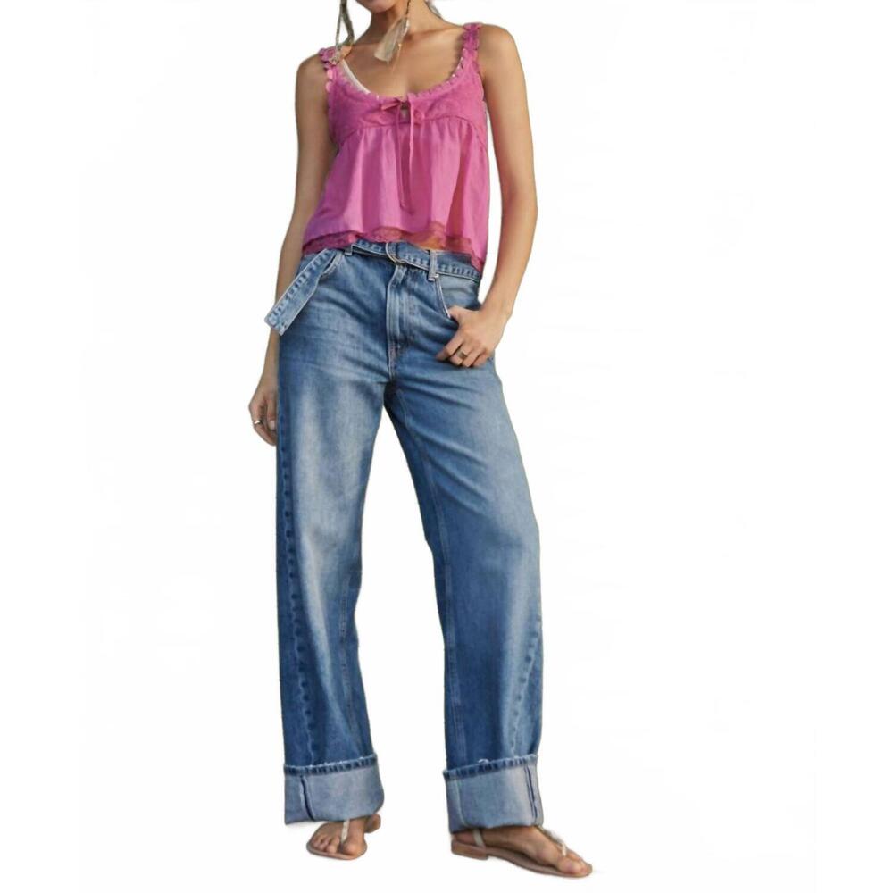 NEW FREE PEOPLE east bay cuffed jean in med wash - Picture 6 of 6